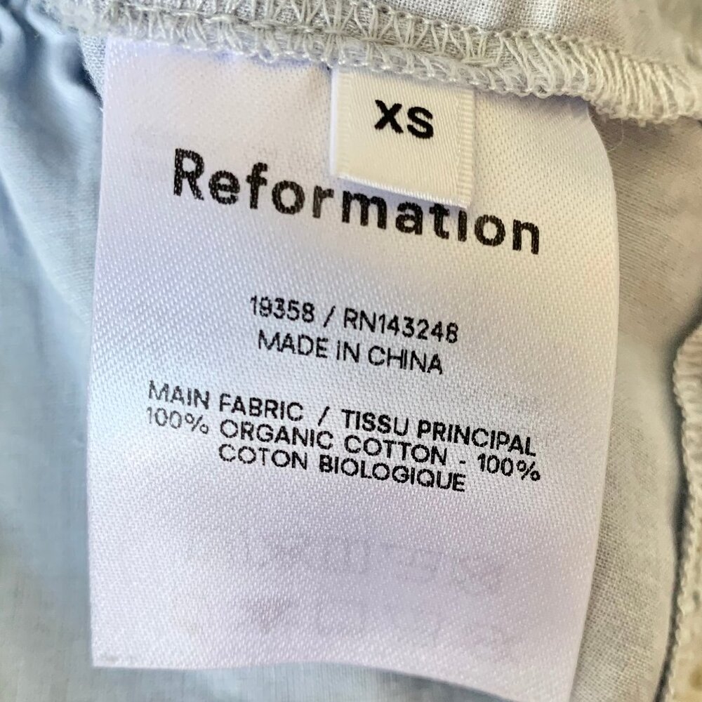 Like New Reformation Oakleigh Smocked Tank Top, Size XS, Blue - Picture 6 of 7
